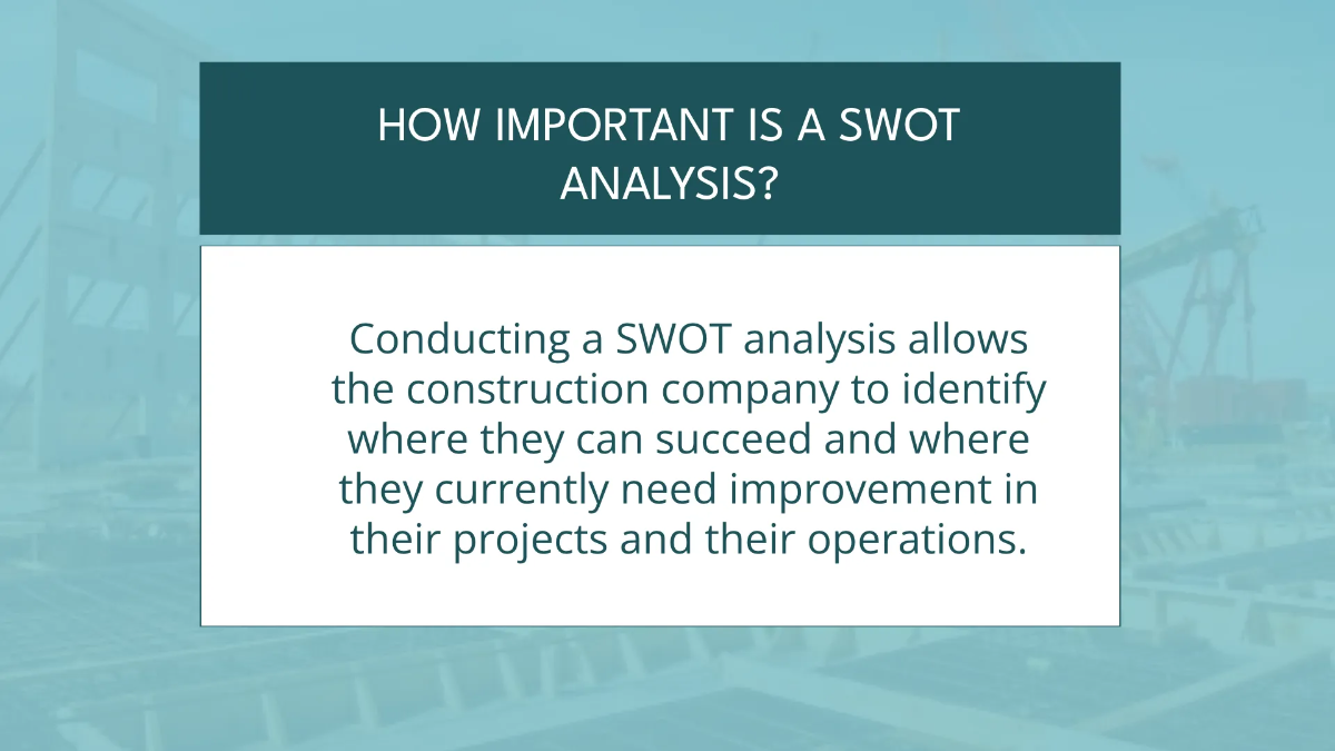 Free Construction Industry Construction Project Swot Analysis For Construction Company Template to Edit Online