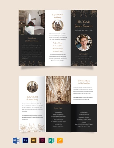 Editable Funeral Service Tri-Fold Brochure Template - Google Docs ...