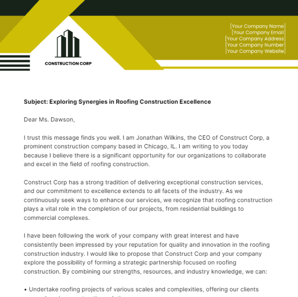 Roofing Construction Letterhead Template - Edit Online & Download