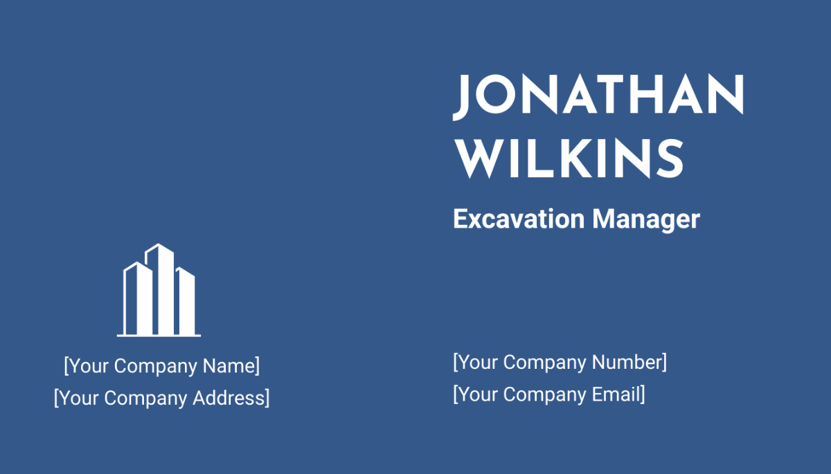 Free Excavation Construction Company Business Card Template