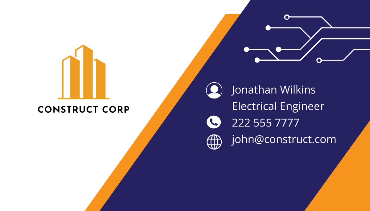 Electrical Construction Company Business Card Template