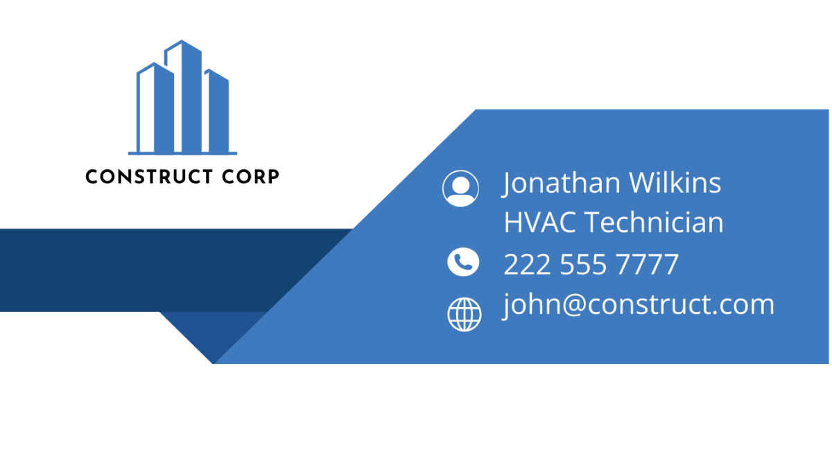 HVAC Construction Company Business Card Template