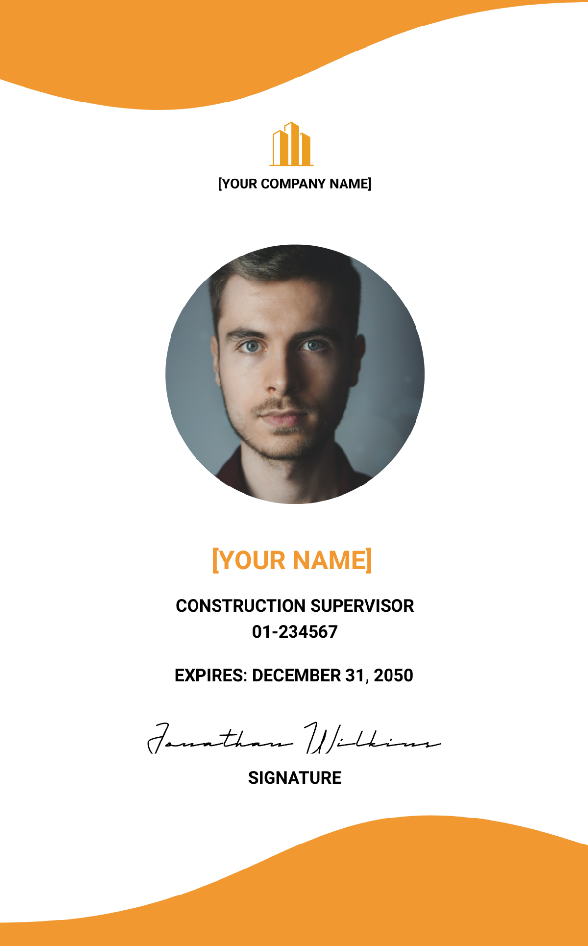 Construction ID Card Template
