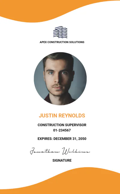 Free Construction ID Card Template to Edit Online