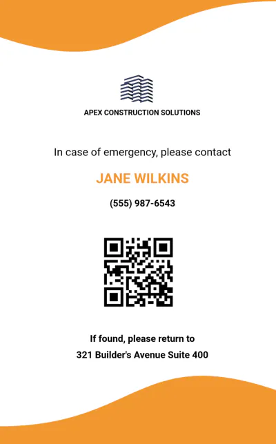 Free Construction ID Card Template to Edit Online