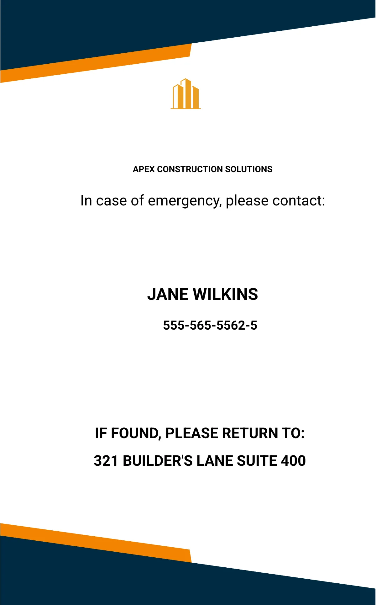 Free Construction Industry ID Card Template to Edit Online