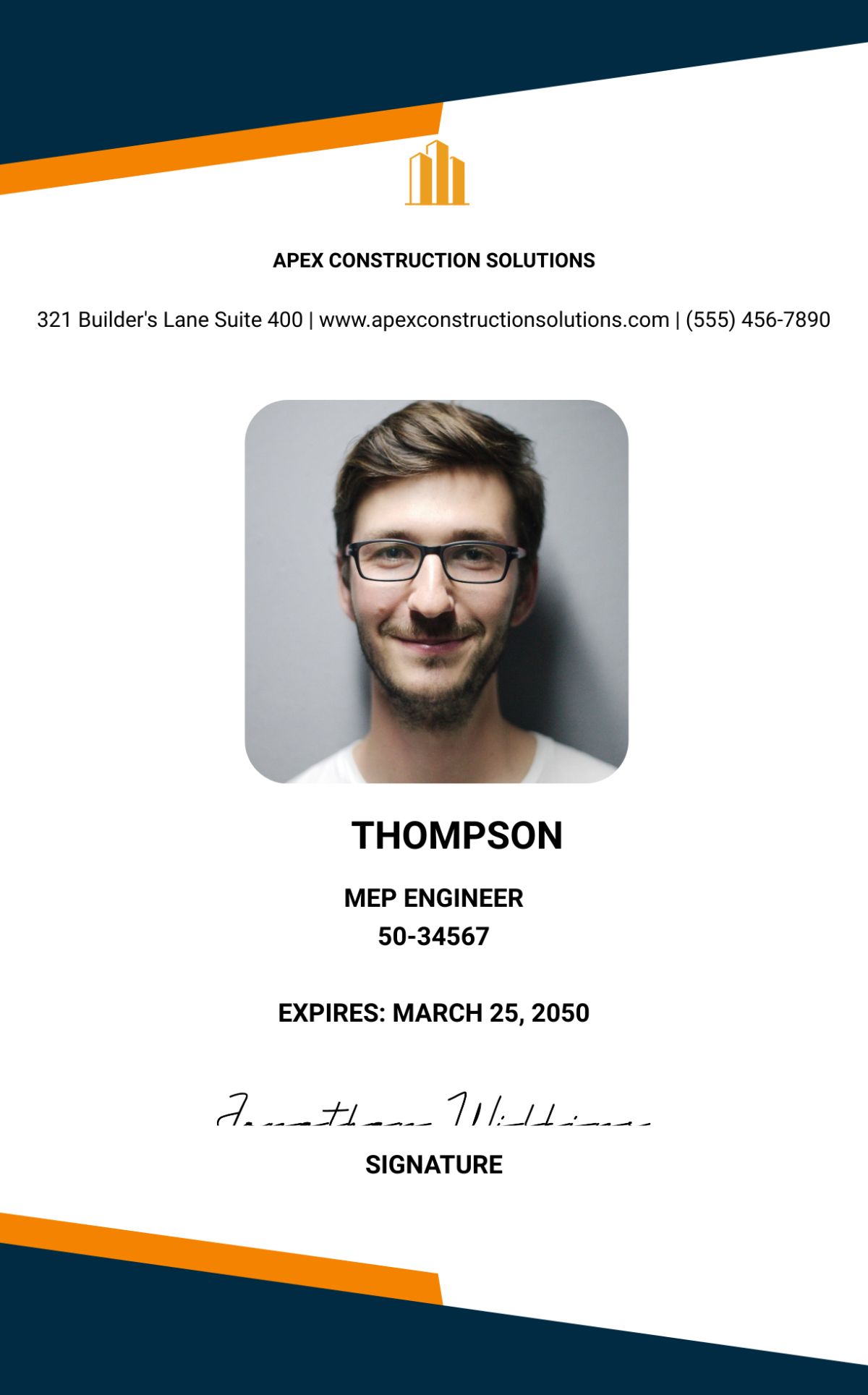 Construction Industry ID Card Template - Edit Online & Download