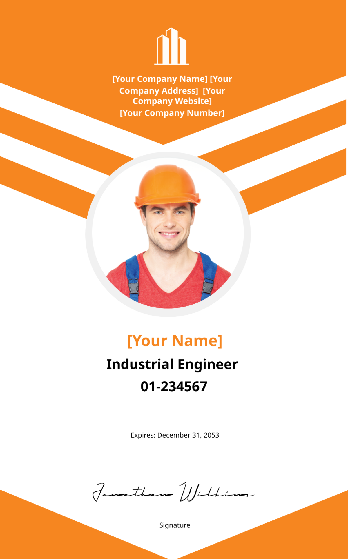 Industrial Construction ID Card Template