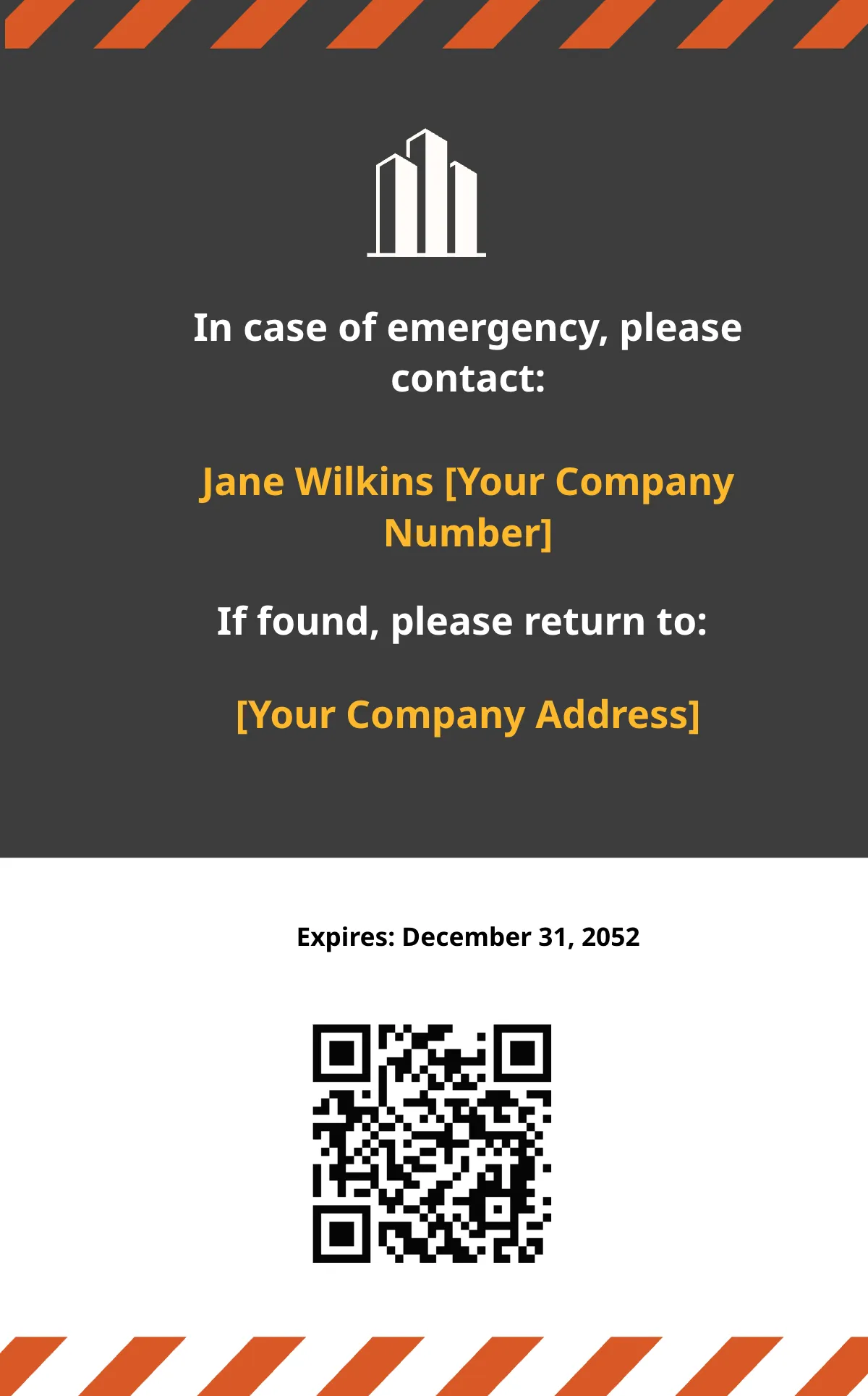 Free Infrastructure Construction ID Card Template to Edit Online