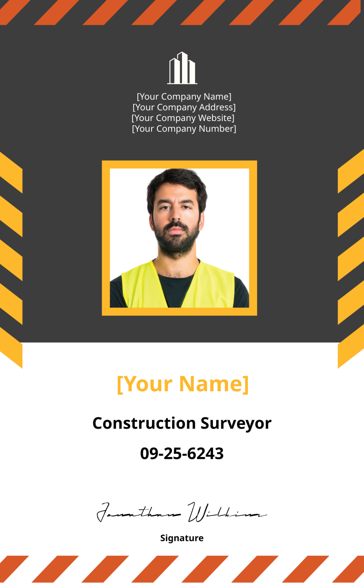 Infrastructure Construction ID Card Template