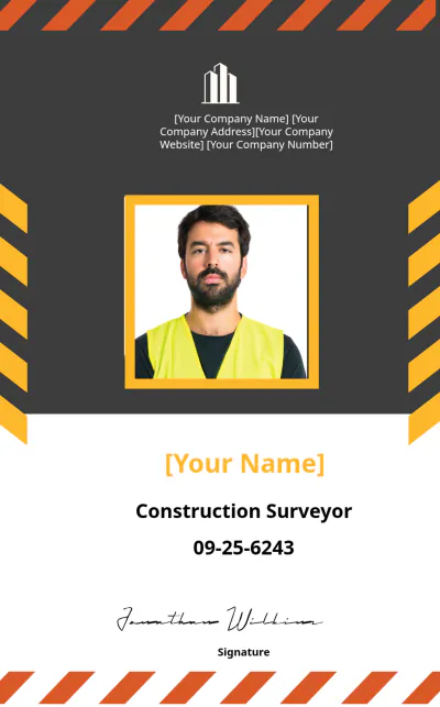 Free Infrastructure Construction ID Card Template to Edit Online
