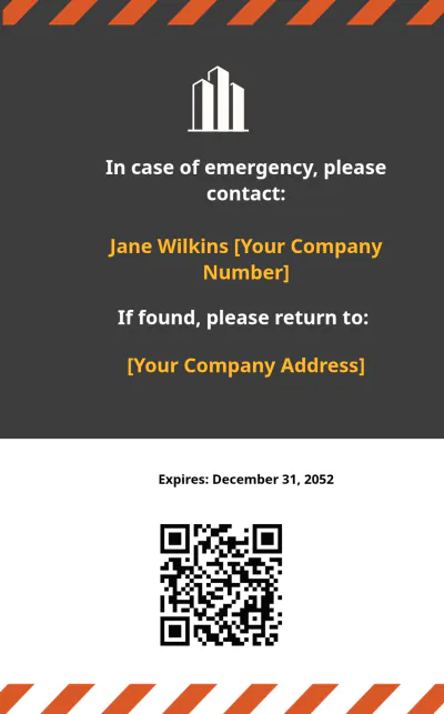 Free Infrastructure Construction ID Card Template to Edit Online