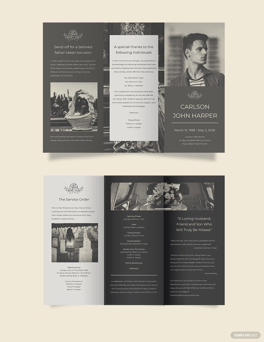 Father/ Dad Eulogy Funeral Tri-Fold Brochure Template