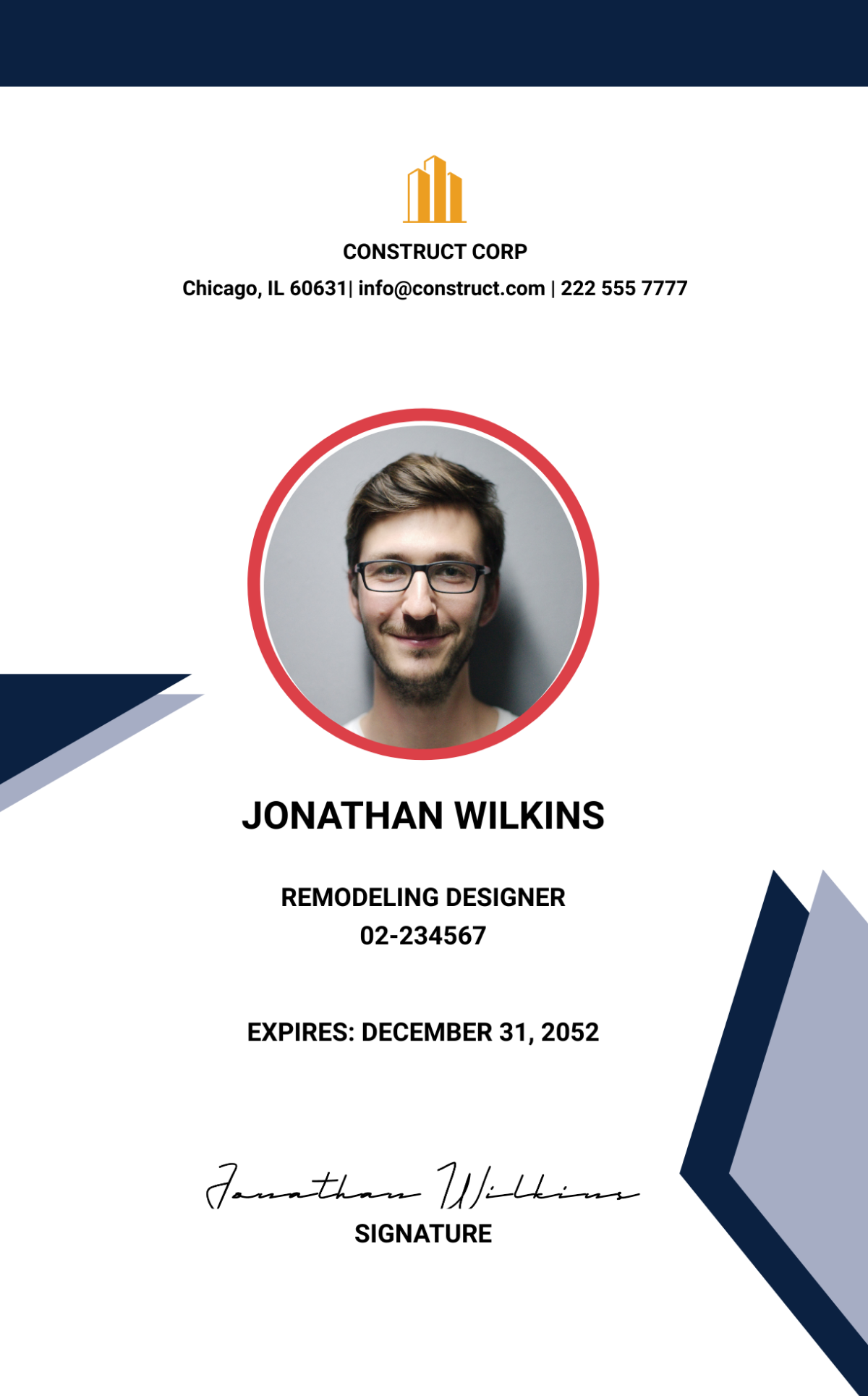 FREE Construction ID Card - Edit Online & Download | Template.net