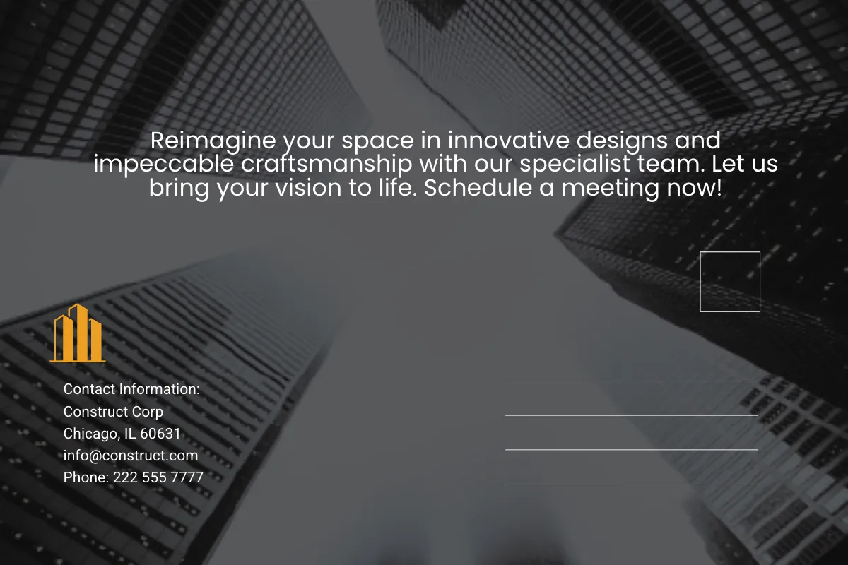 Free Renovation Construction Postcard Template to Edit Online