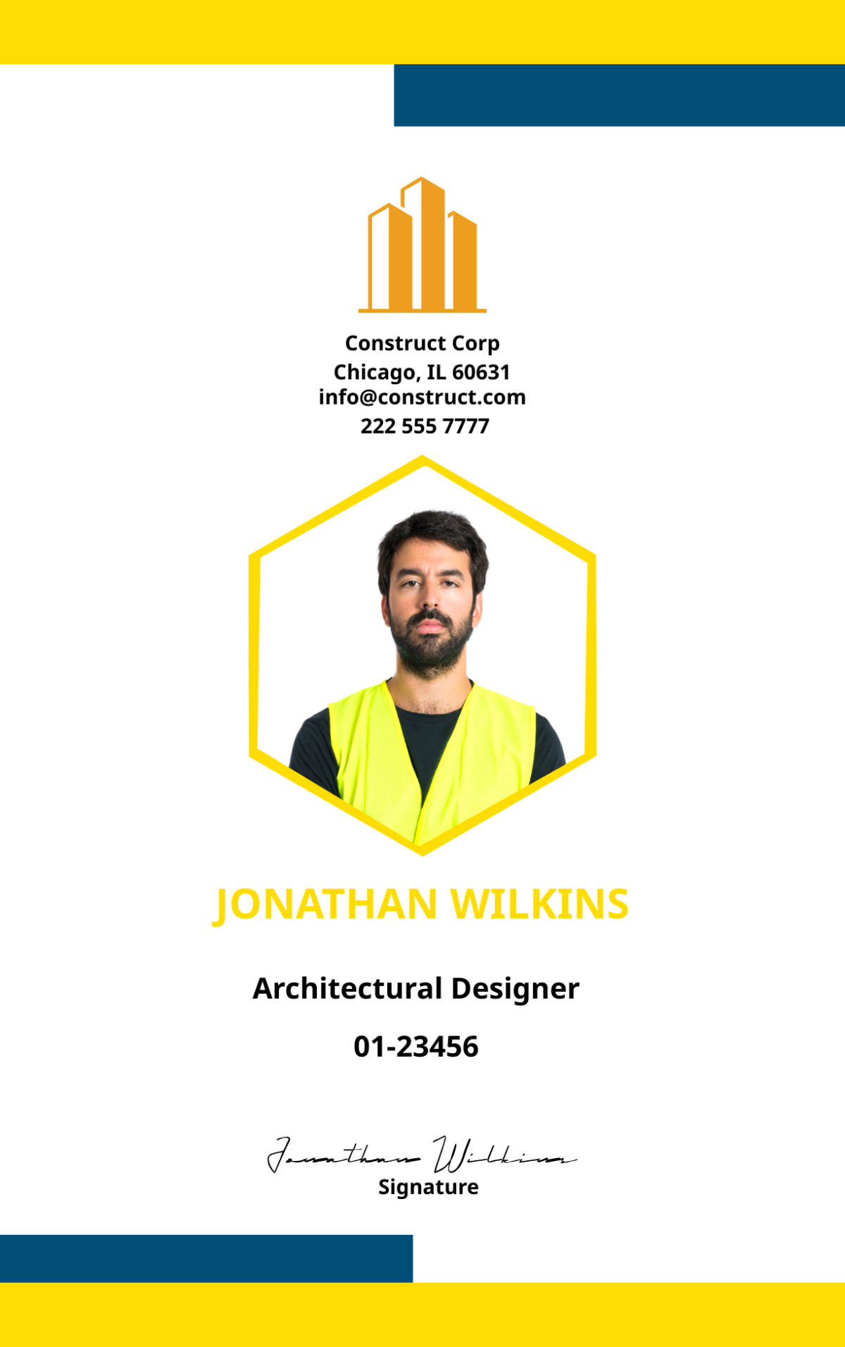 Architectural Construction ID Card Template