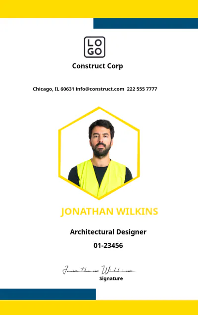 Free Architectural Construction ID Card Template to Edit Online