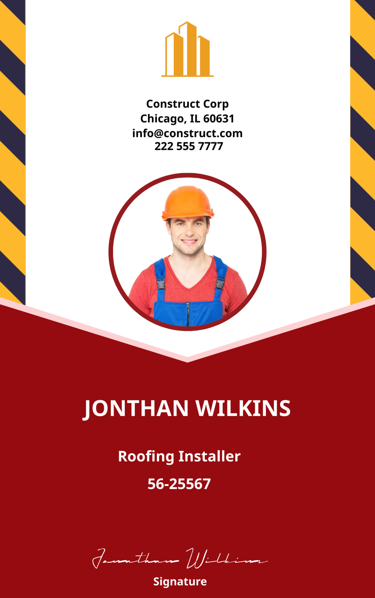Roofing Construction ID Card Template