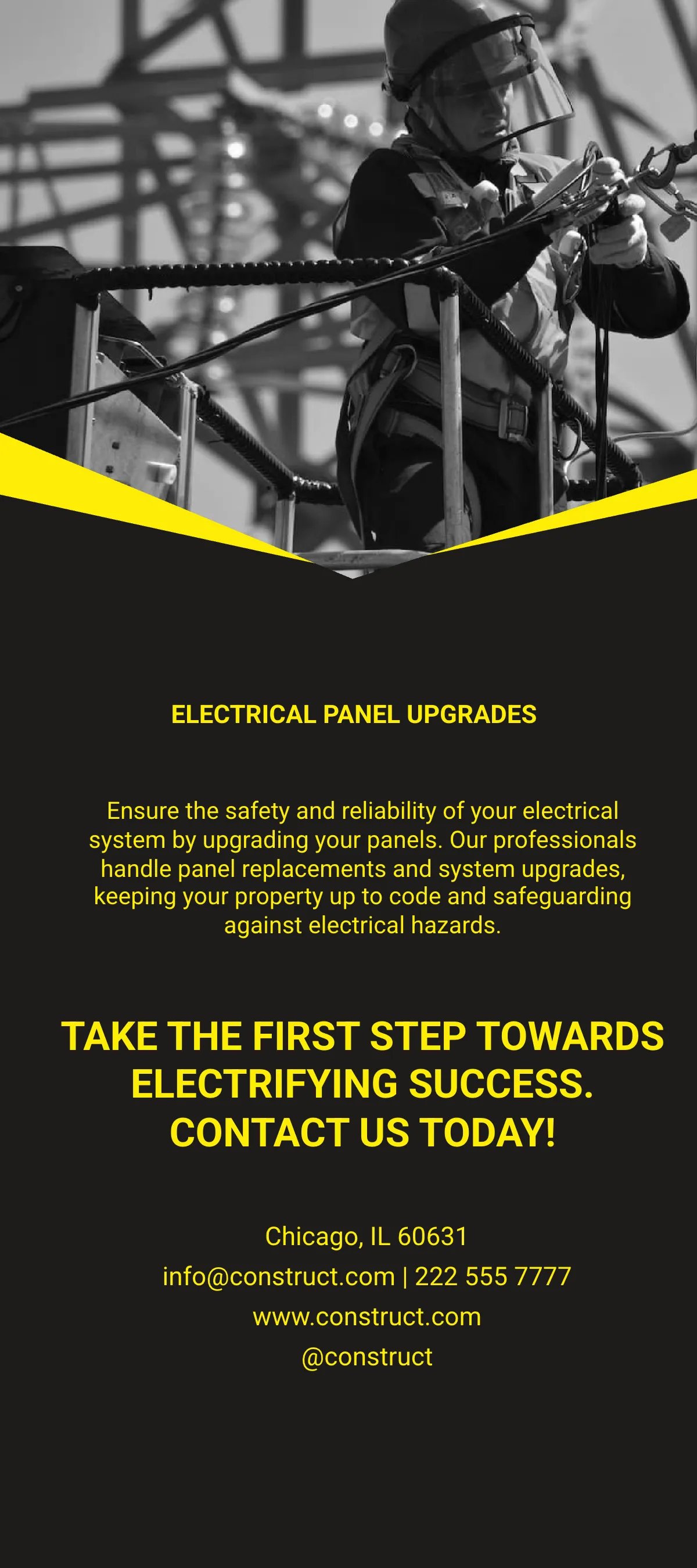 Free Electrical Construction Rack Card Template to Edit Online