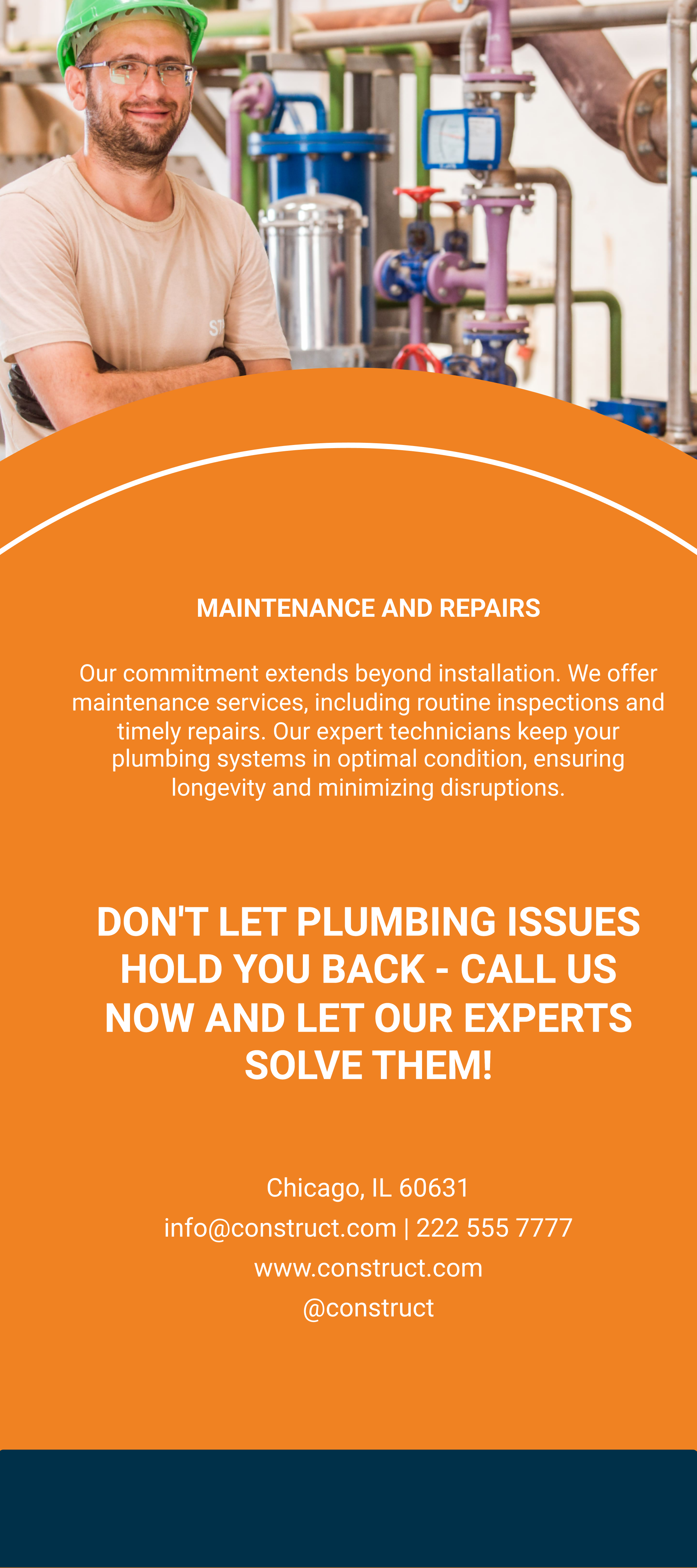 Free Plumbing Construction Rack Card Template to Edit Online