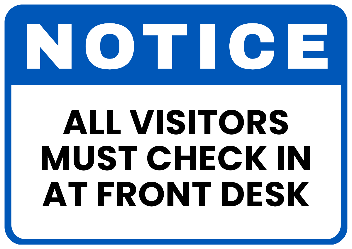 School Visitor Check-In Sign