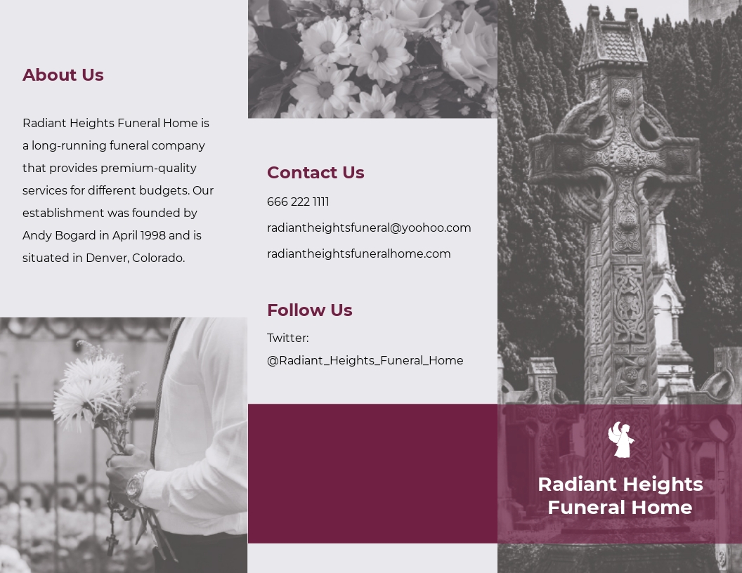 Free Floral Funeral Service Tri-Fold Brochure Template