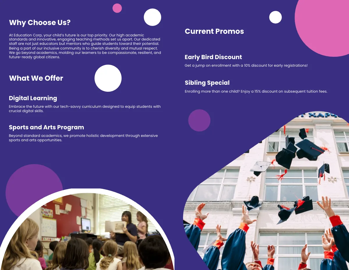 Free Startup School Business Brochure Template to Edit Online