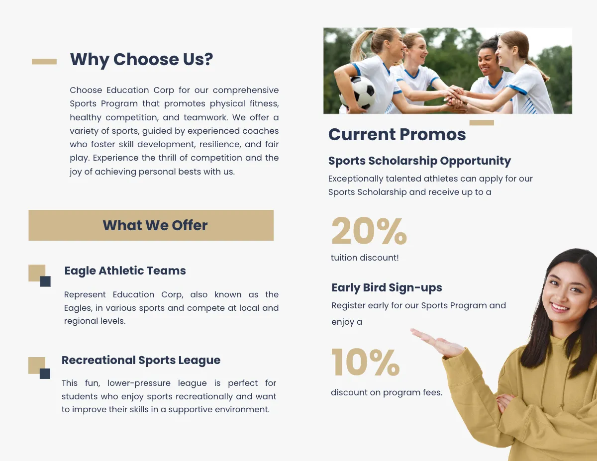 Free School Sports Program Brochure Template to Edit Online