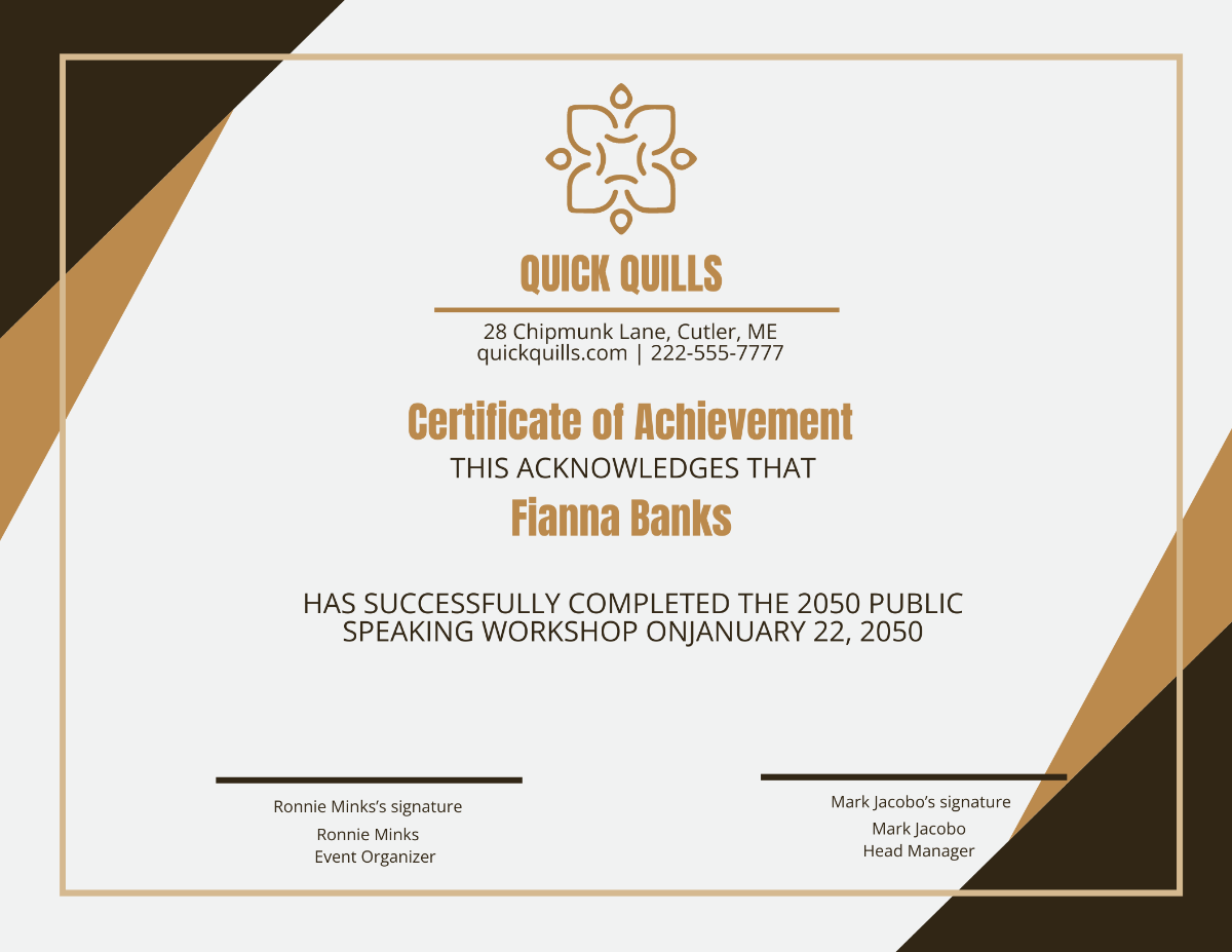 Elegant Achievement Certificate Template