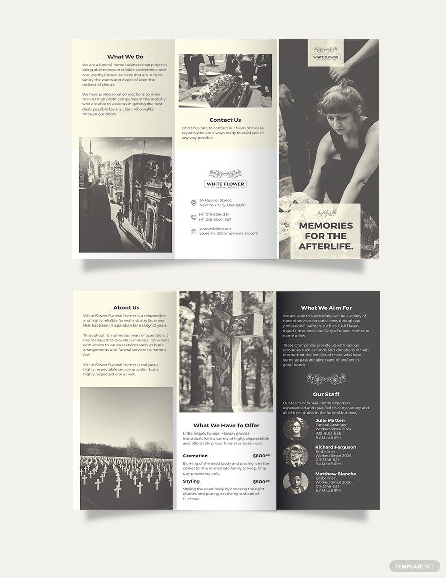 Funeral Home Business Tri-Fold Brochure Template