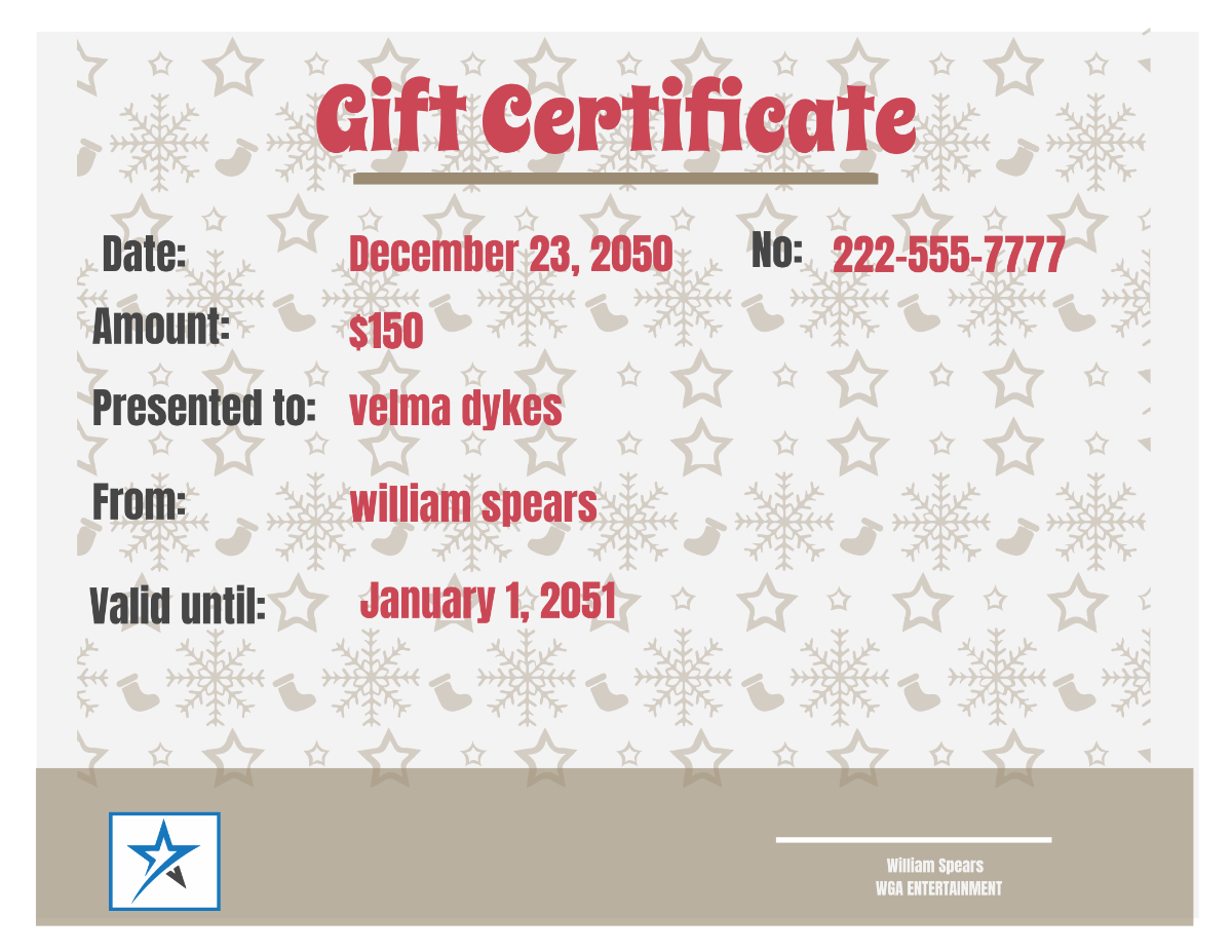 Christmas Gift Certificate Template Word Doc - Edit Online & Download