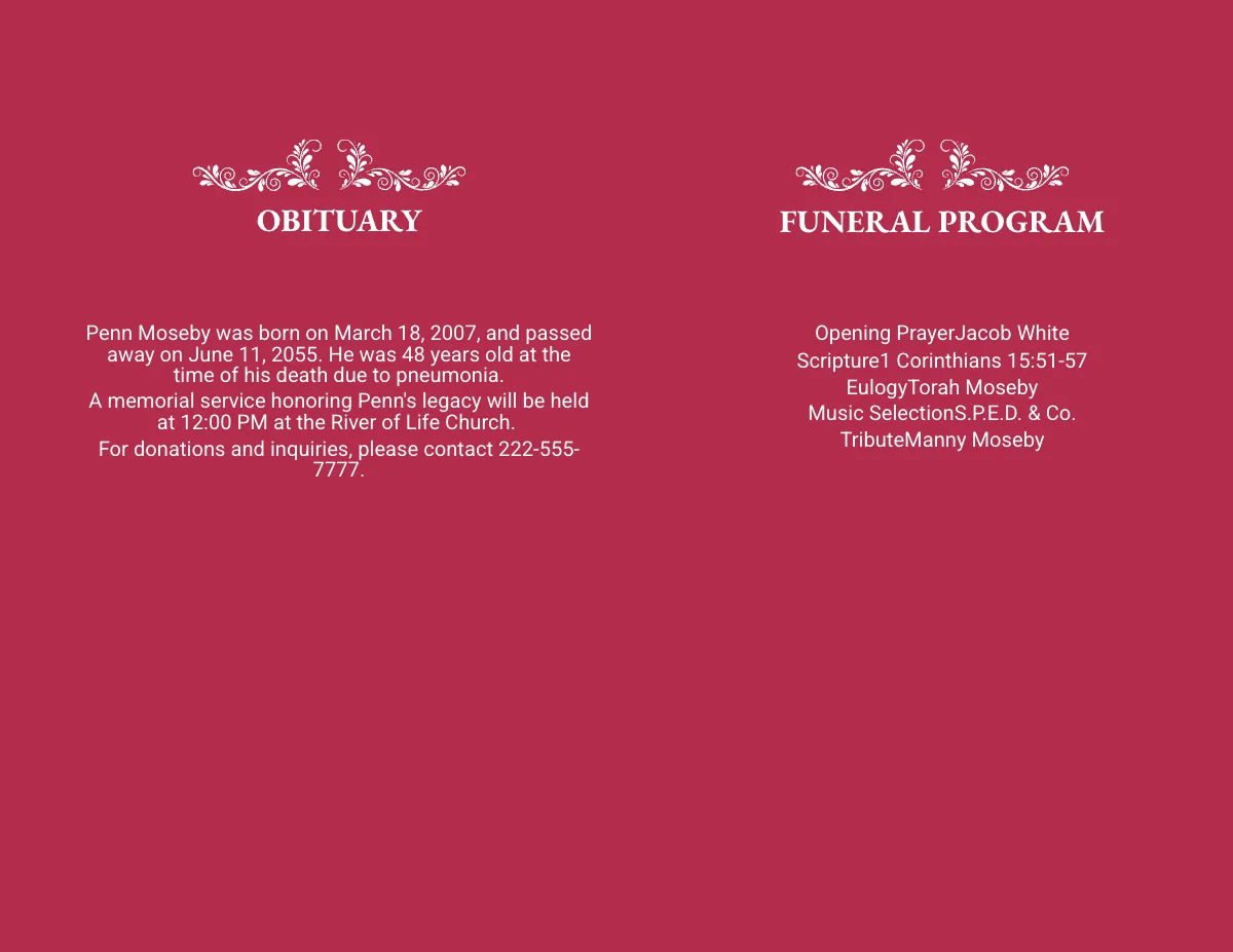 Free The Essence of Love Funeral Program Template to Edit Online