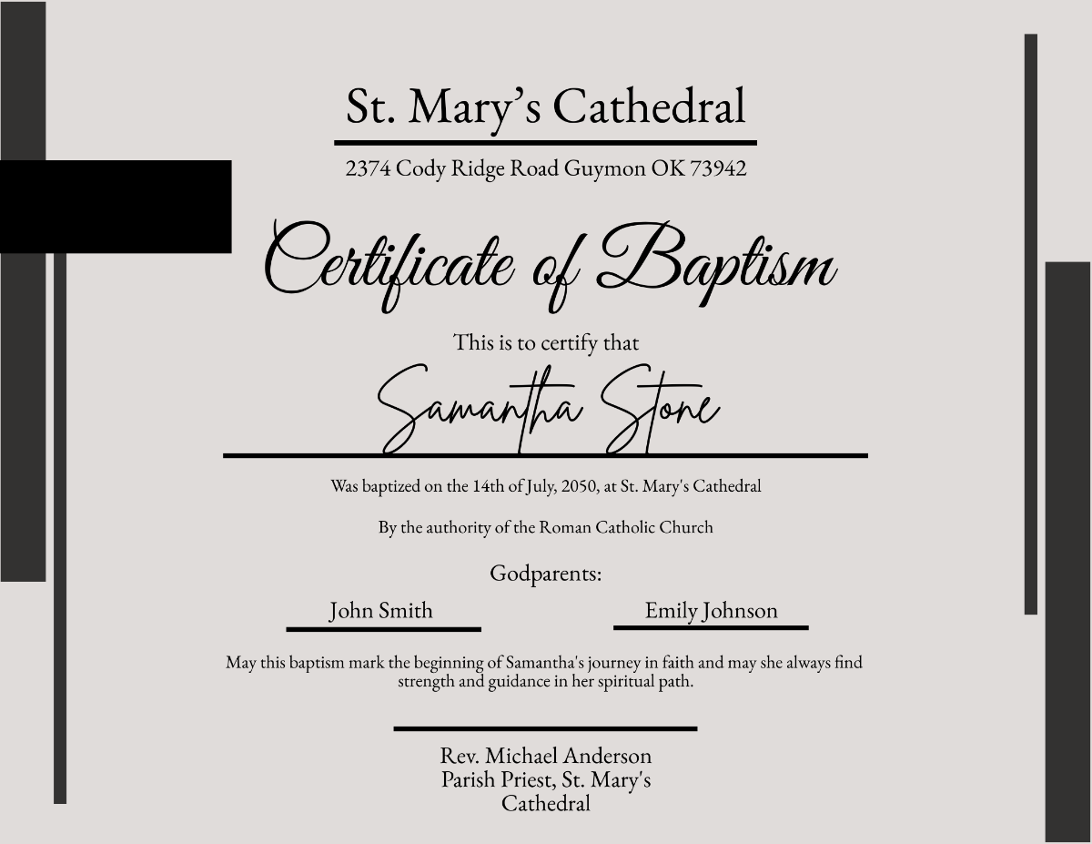 Free Certificate of Baptism Template