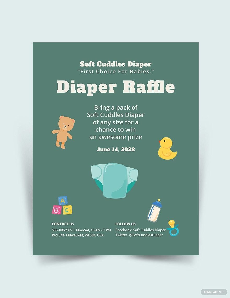 Diaper Raffle Flyer Template in Word, Illustrator, PSD, Apple Pages, Publisher, InDesign