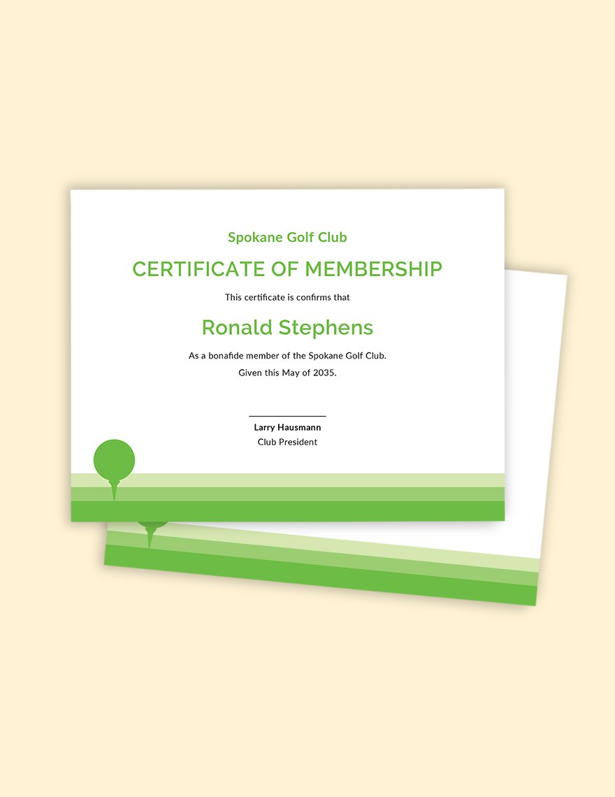 Free Golf Club Membership Certificate Template