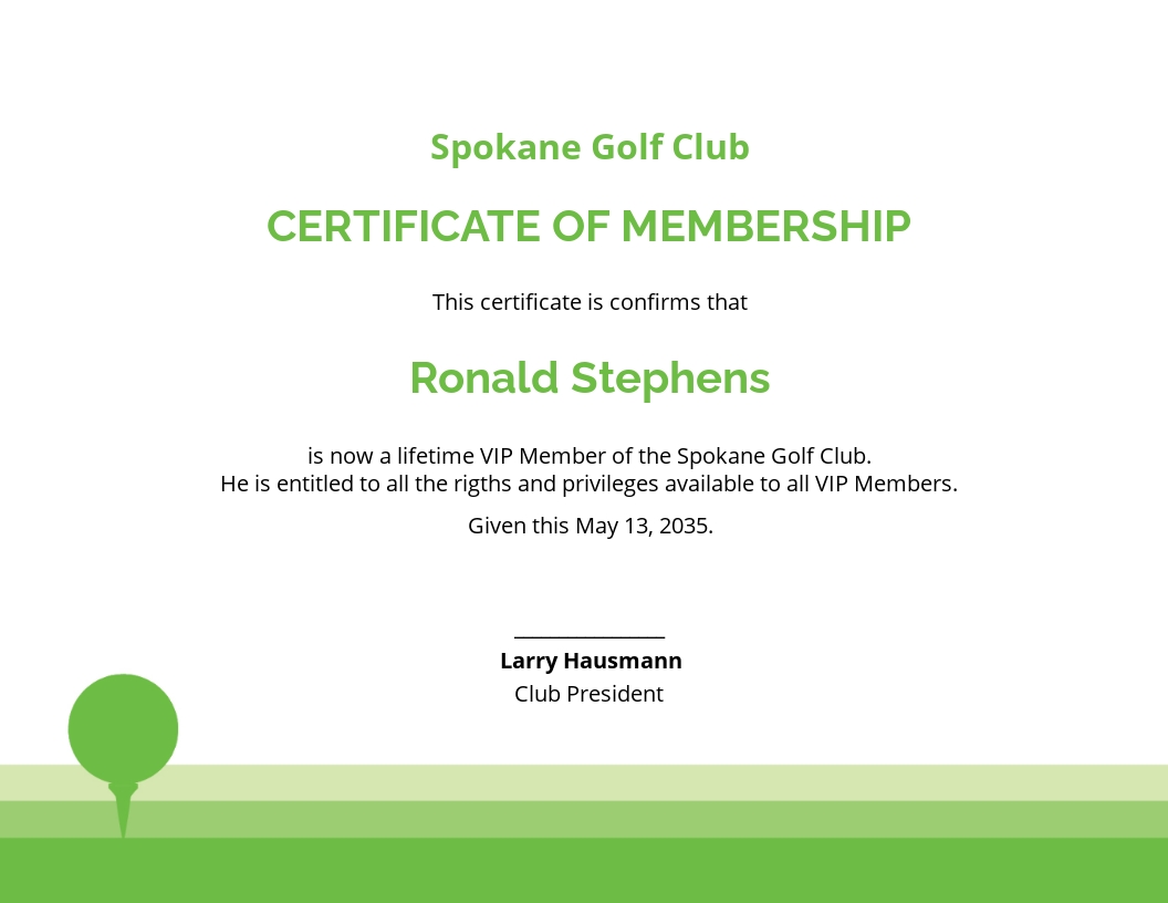 Free Golf Club Membership Certificate Template - Illustrator, Word, Apple Pages, PSD, Publisher