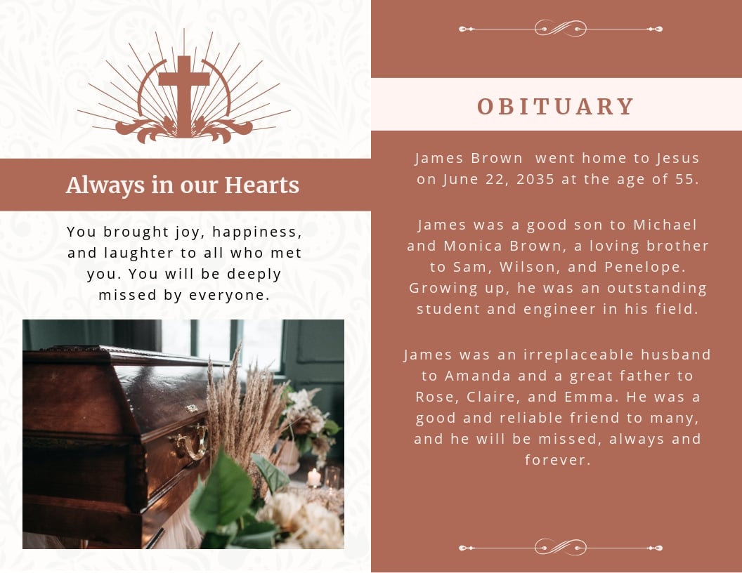 sample funeral obituary for mother