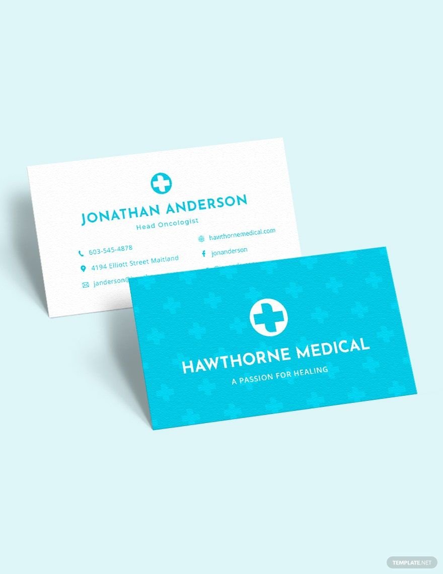 Hospital Business Card Template in Word, Google Docs, Illustrator, PSD, Apple Pages, Publisher