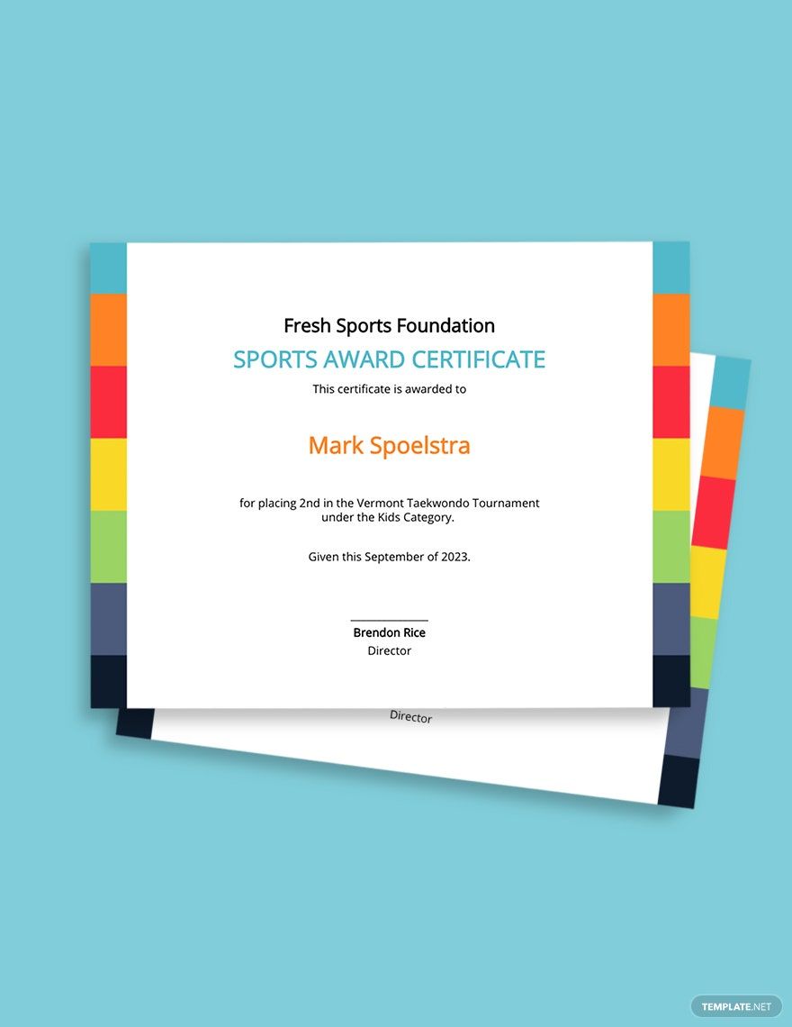 Kid's Sports Award Certificate Template