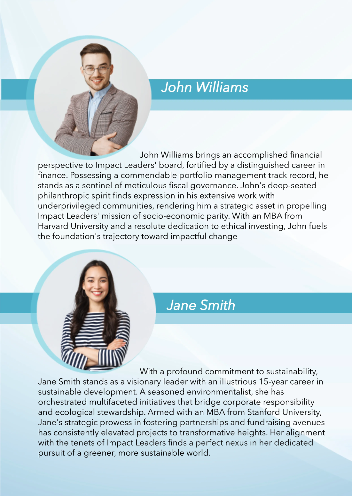 Free Foundation Trustee Bio Template to Edit Online