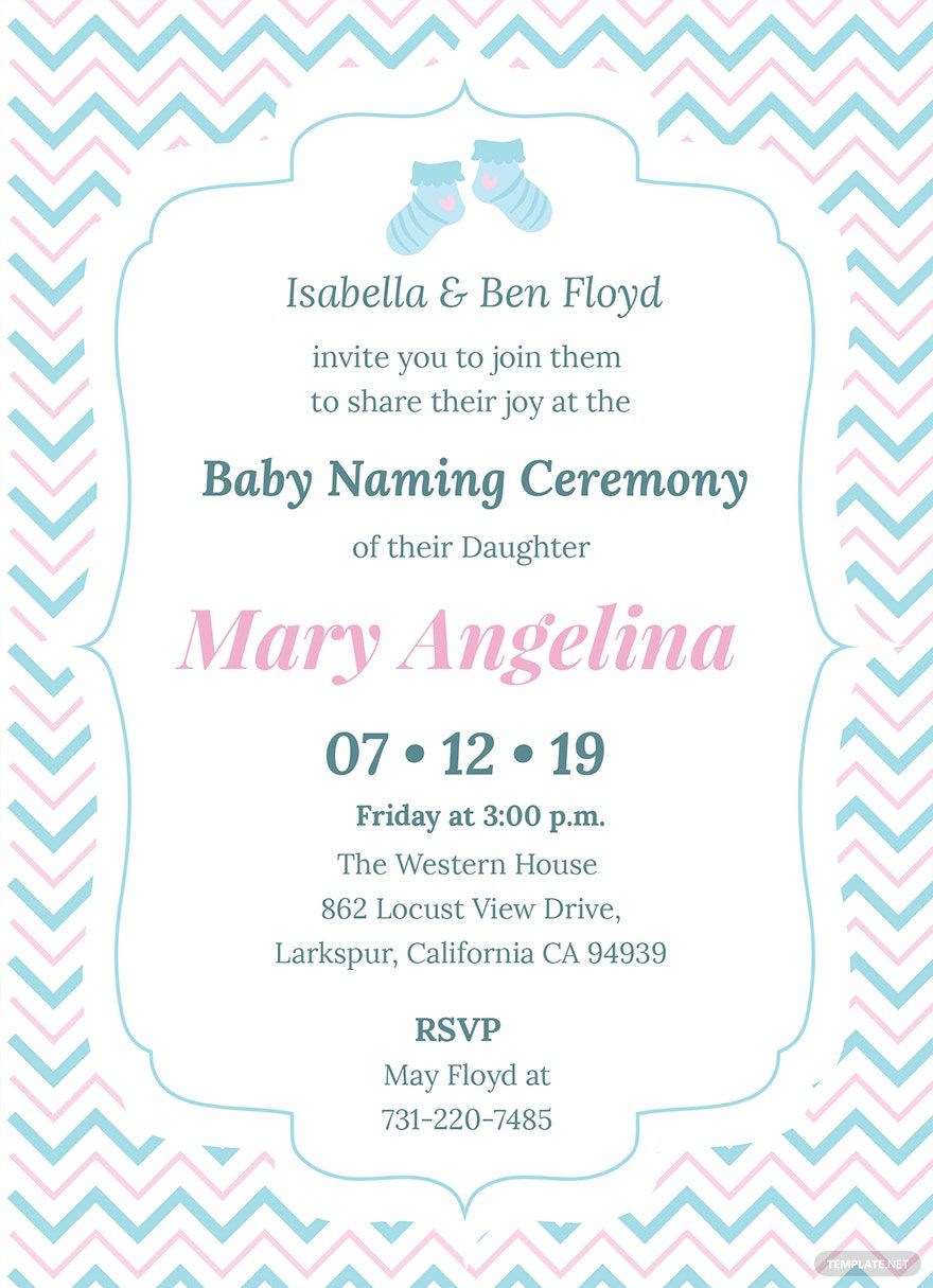 Baby Naming Ceremony Invitation Template