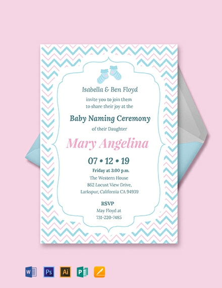 Free Baby Naming Ceremony Invitation Template Word Doc Psd