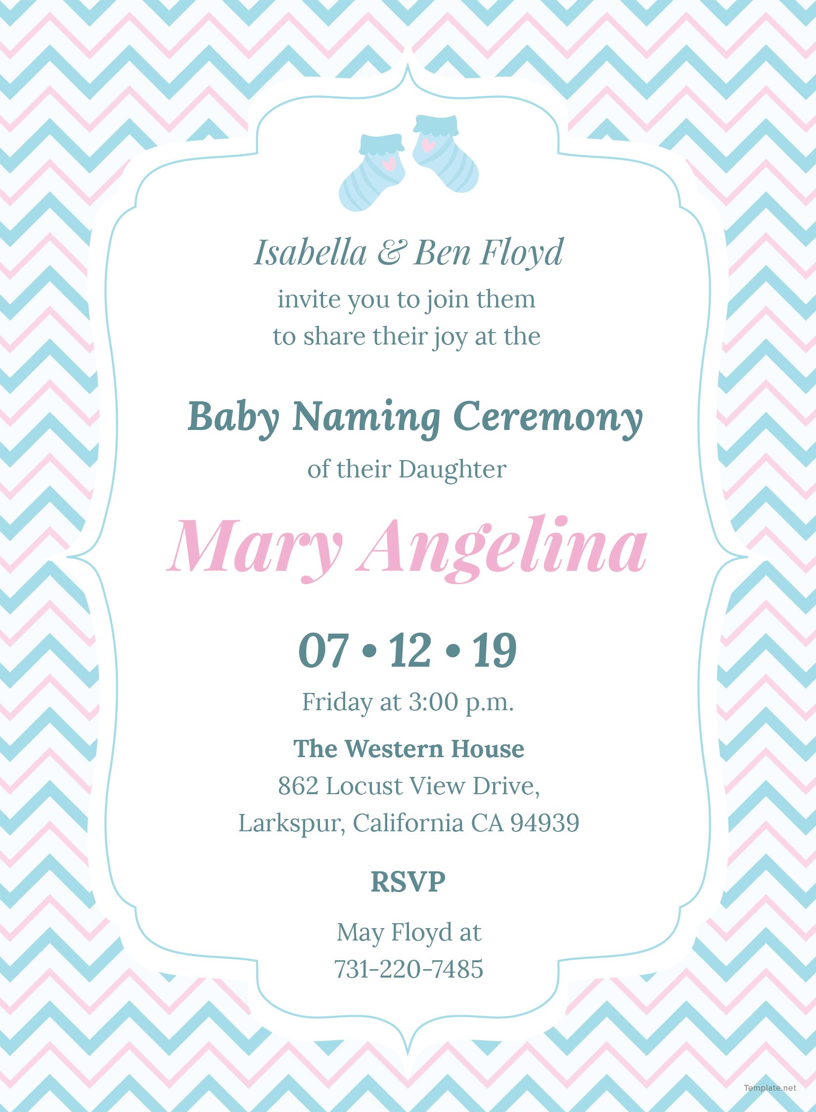 Free Baby Naming Ceremony Invitation Template in Adobe Illustrator