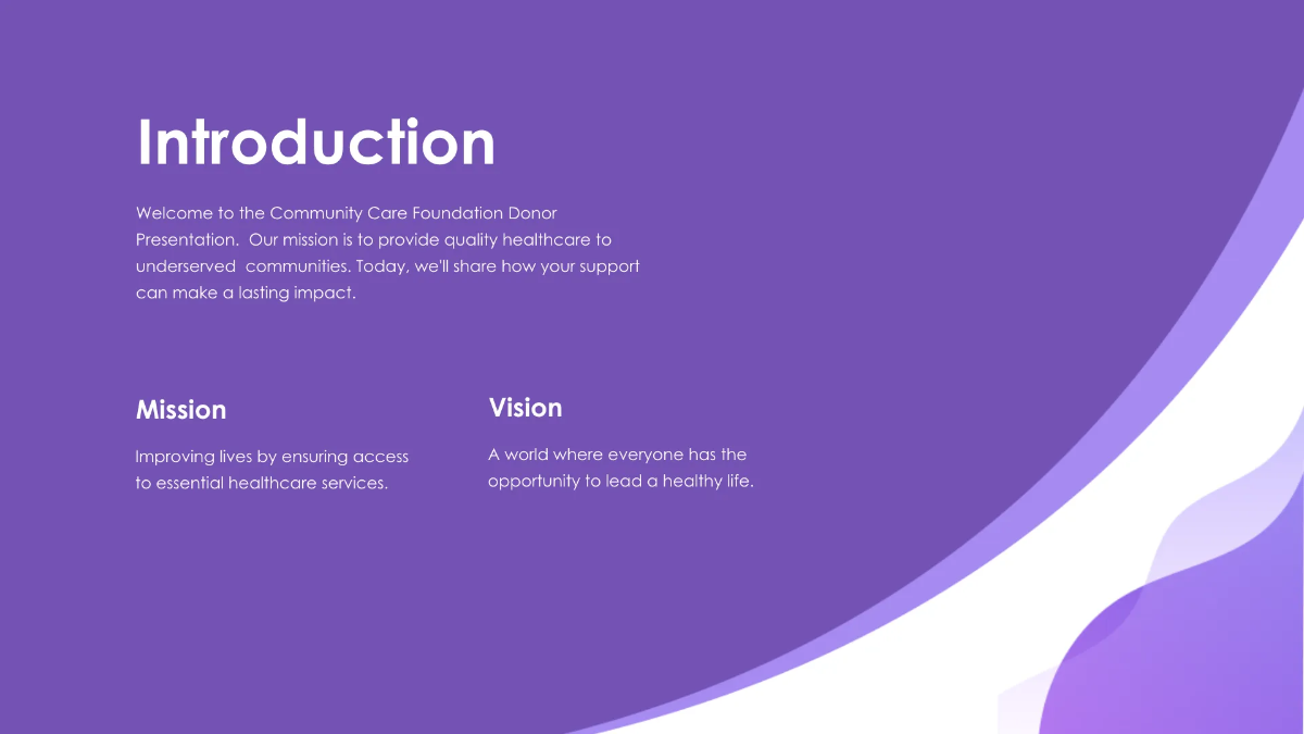 Free Nonprofit Organization Donor Presentation Template to Edit Online