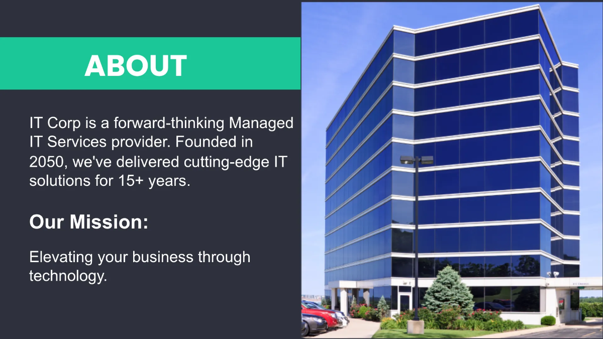 Free Managed IT Services Business Presentation Template to Edit Online