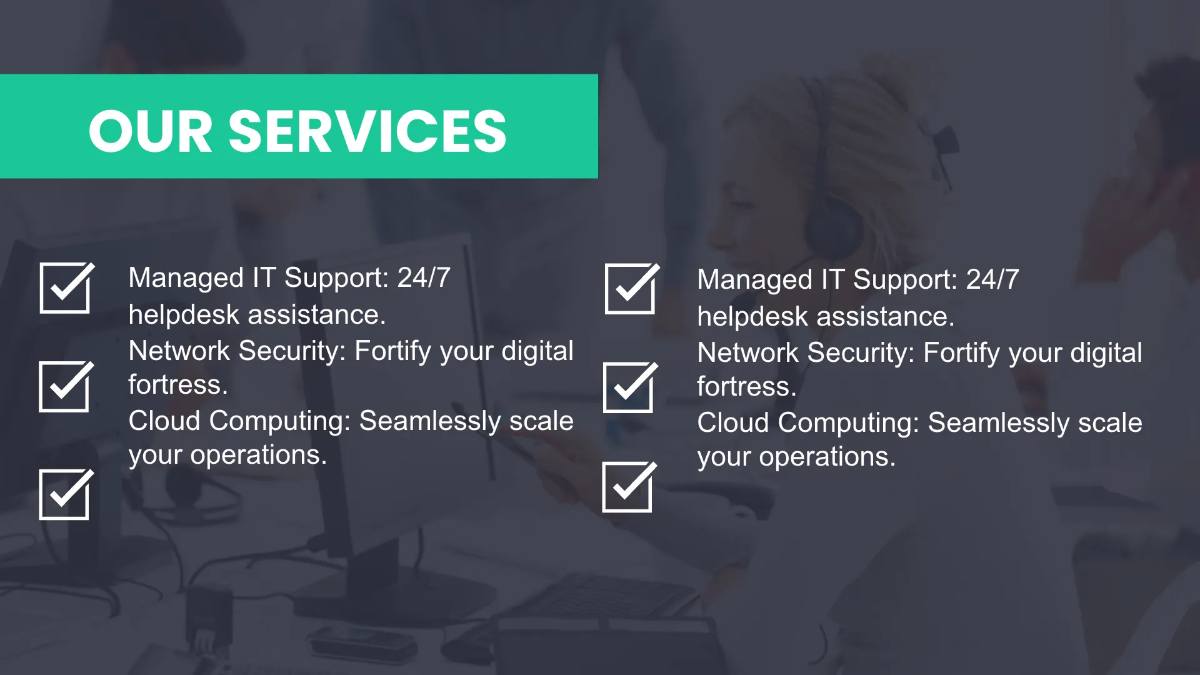 Free Managed IT Services Business Presentation Template to Edit Online