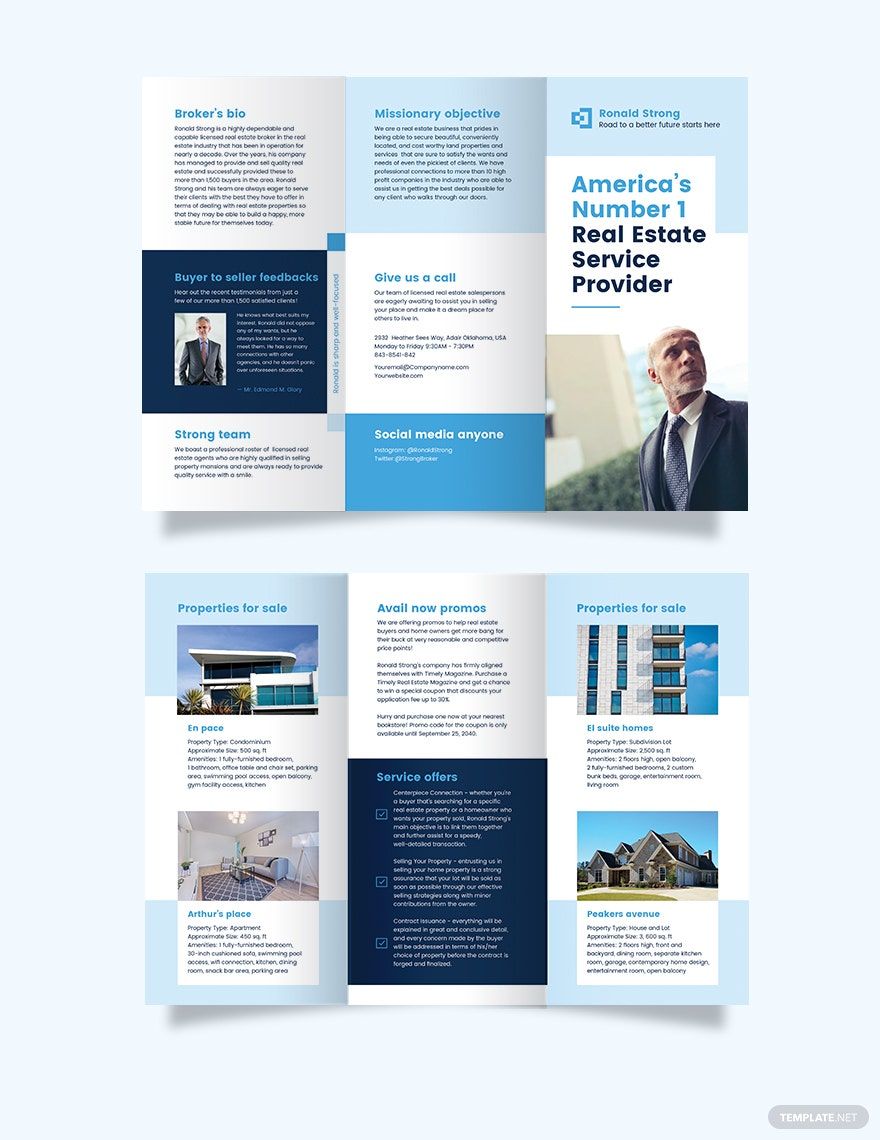 Licenced Real Estate Broker Agent/Agency Tri-Fold Brochure Template