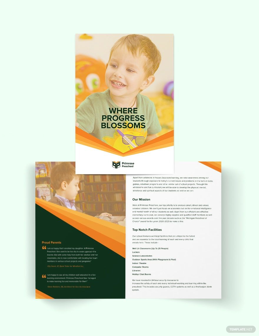 Primrose Preschool Bi-Fold Brochure Template
