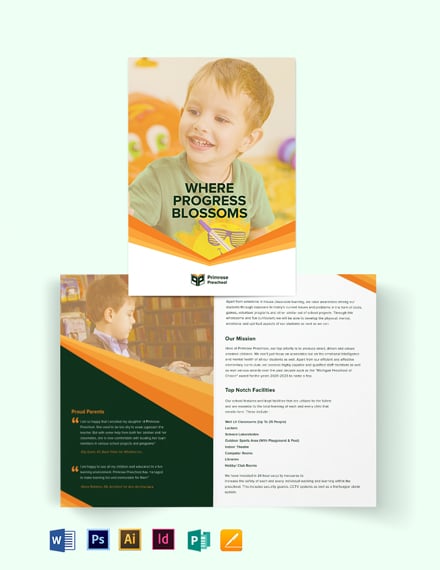 primrose preschool bi fold brochure template