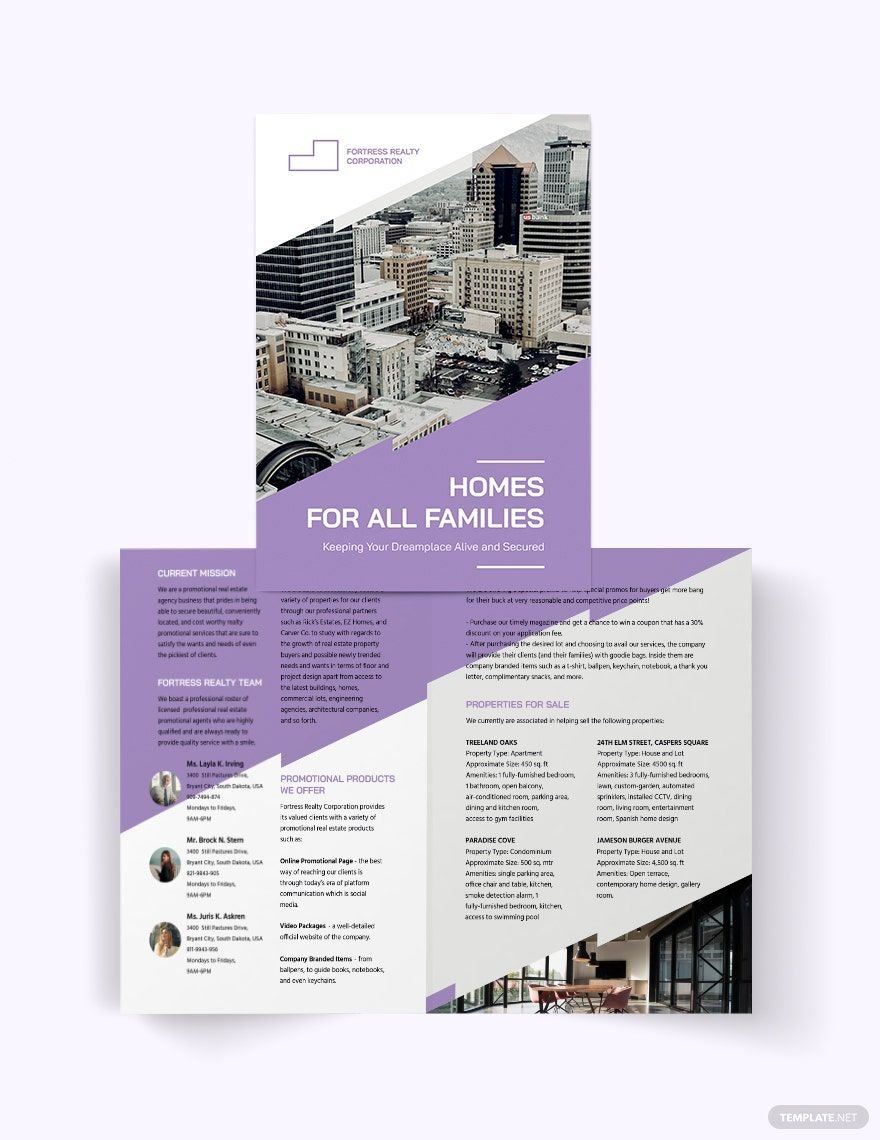 Real Estate Agent/ Agency Promotional Bi-Fold Brochure Template